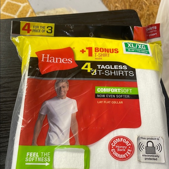 Hanes ComfortSoft Tagless T-Shirts XL - White - Picture 1 of 4